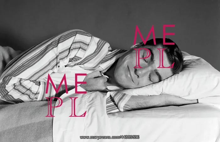  : 1960s Man In Striped Pajamas Asleep