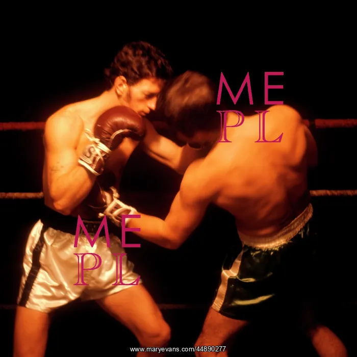  : 1960s Two Men Boxing One Face