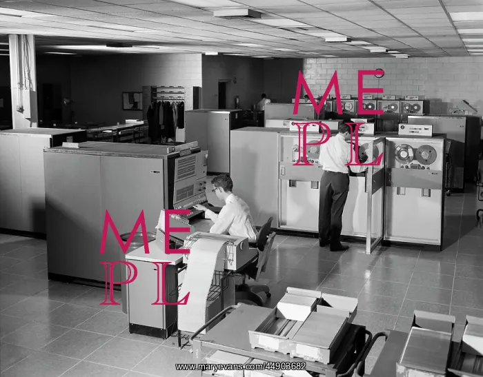 : 1960s Two Men Technicians Working : 1960s Two Men Technicians Working