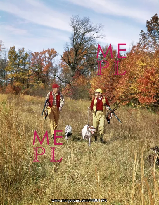  : 1960s Two Men Walking In Autumn