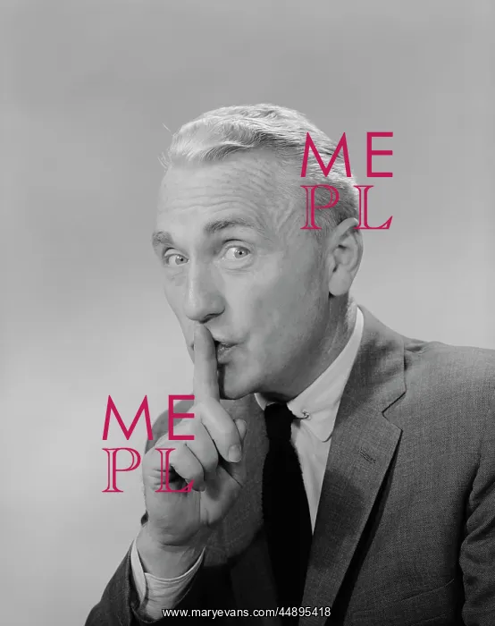  : 1960s MIDDLE AGED MAN FINGER TO LIPS MAKING QUIET