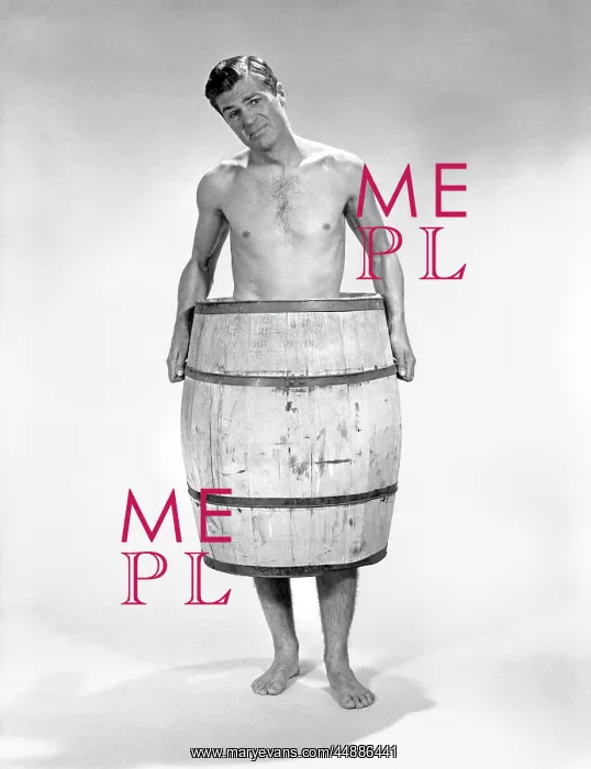  : 1960s Naked Man With Barrel Around