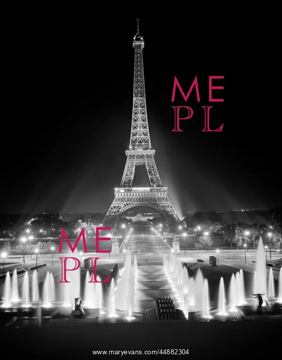  : 1960s Night Eiffel Tower Across