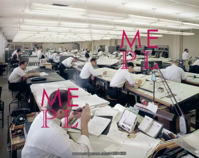 : 1960s OFFICE FULL OF DRAFTING TABLES DESIGNER : 1960s OFFICE FULL OF DRAFTING TABLES DESIGNER