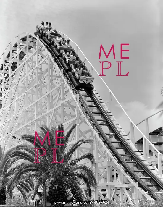  : 1960s People Riding Roller Coaster