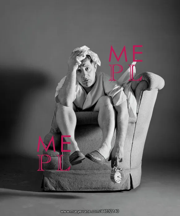  : 1960s Sleepless Man In Chair Holding