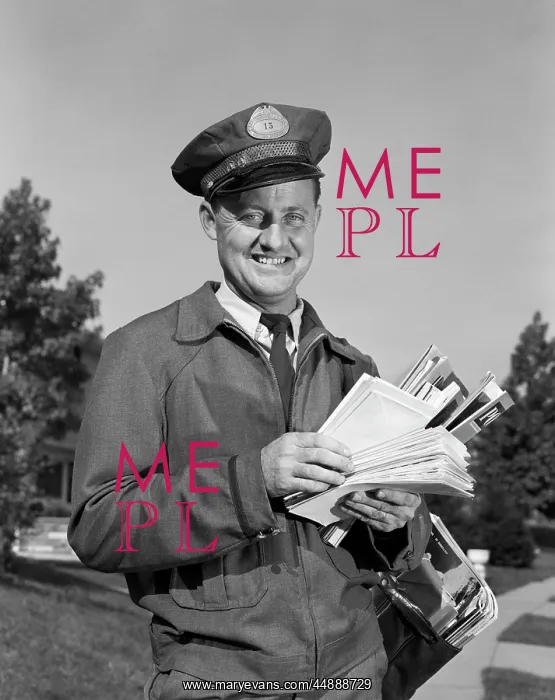  : 1960s Smiling Mailman Outdoors