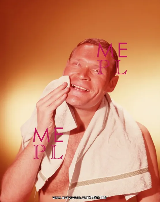  : 1960s Smiling Man Wiping Face