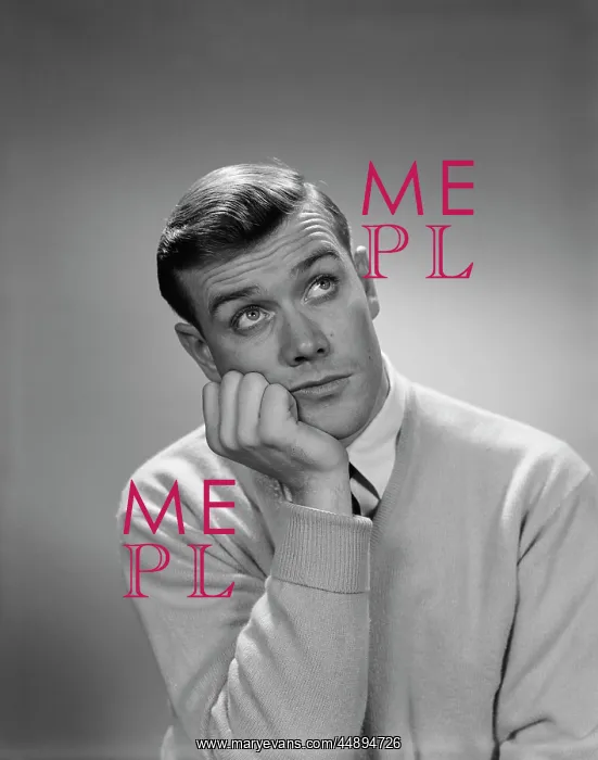 : 1960s YOUNG MAN HAND TO CHEEK LOOKING UP QUIZZICAL : 1960s YOUNG MAN HAND TO CHEEK LOOKING UP QUIZZICAL