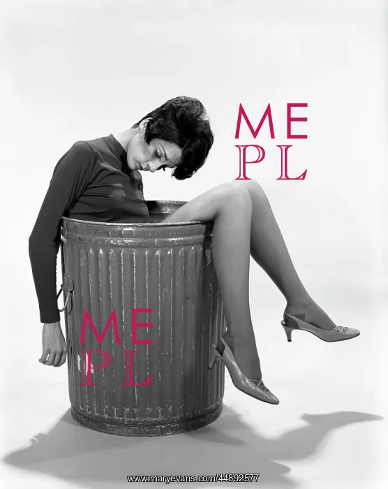  : 1960s Young Woman In Trash Can