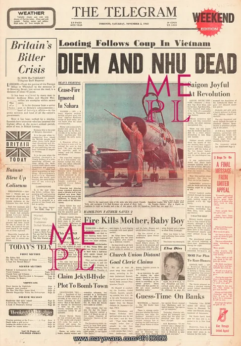 : 1963 The Telegram (Canada) Death of Vietnamese president : 1963 The Telegram (Canada) Death of Vietnamese president