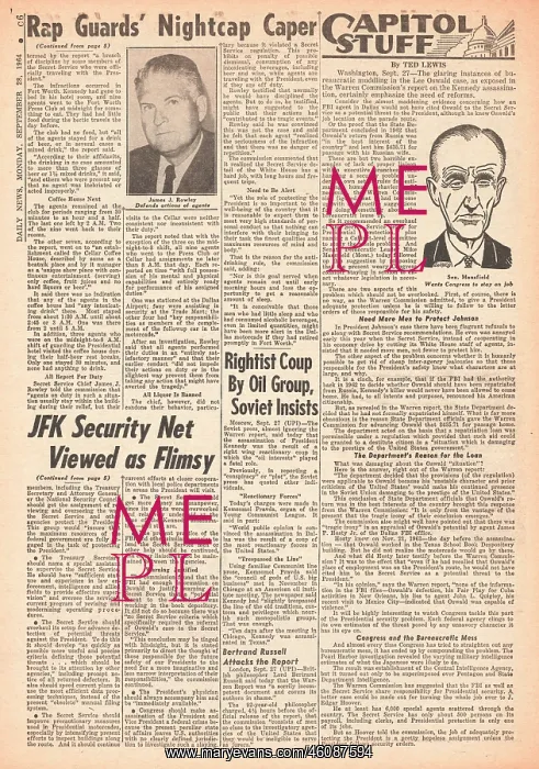 : 1964 Warren Report into assassination of JFK : 1964 Warren Report into assassination of JFK