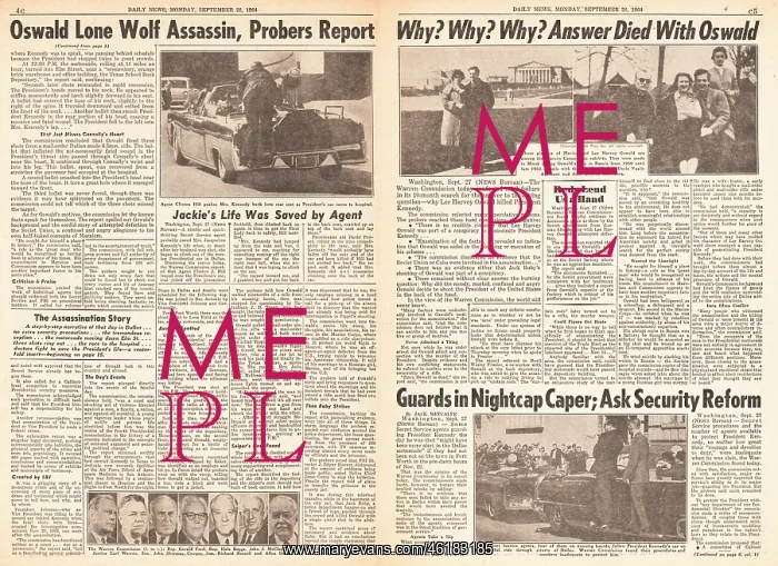 : 1964 Warren Report into assassination of JFK : 1964 Warren Report into assassination of JFK