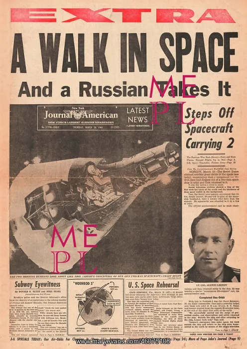 : 1965 Journal American First man to walk in space : 1965 Journal American First man to walk in space