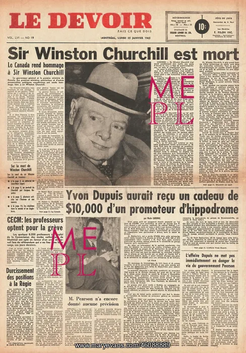 : 1965 Le Devoir (Canada) Death of Churchill : 1965 Le Devoir (Canada) Death of Churchill