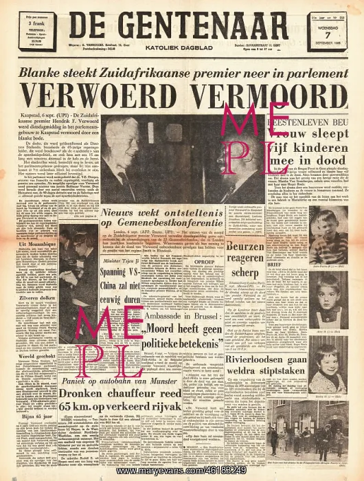 : 1966 De Gentenaar (Belgium) Assassination of Dr Verwoerd : 1966 De Gentenaar (Belgium) Assassination of Dr Verwoerd