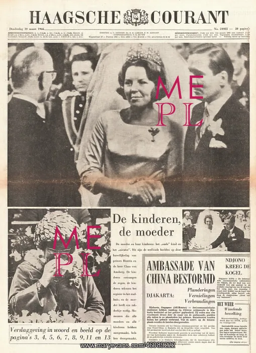 : 1966 Haagsche Courant Wedding of Princess Beatrix : 1966 Haagsche Courant Wedding of Princess Beatrix
