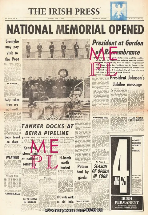  : 1966 Irish Press Centenary Memorial to Easter Uprising