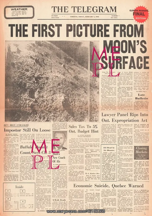 : 1966 The Telegram (Canada) First photos from moon's surface : 1966 The Telegram (Canada) First photos from moon's surface