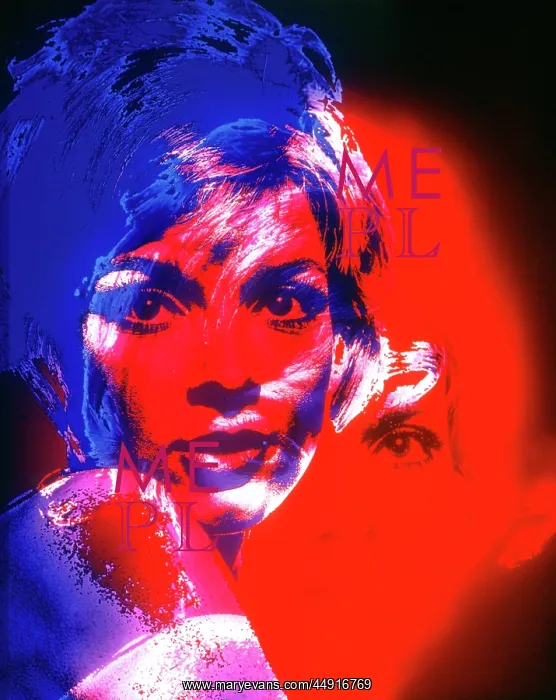 : 1970 Posterized Double Exposure Woman Face Two Differen : 1970 Posterized Double Exposure Woman Face Two Differen