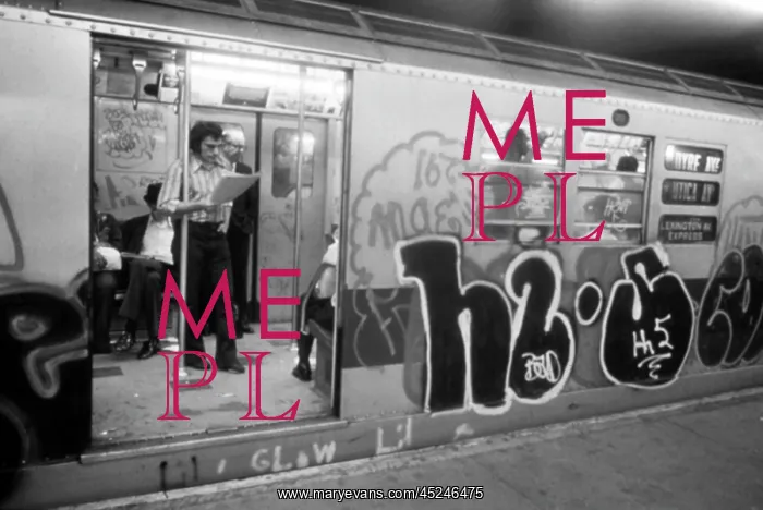 : 1970s America - Graffiti on a subway car : 1970s America - Graffiti on a subway car