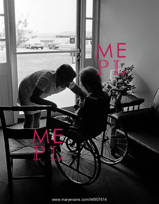 : 1970s anonymous silhouetted nurse helping elderly : 1970s anonymous silhouetted nurse helping elderly