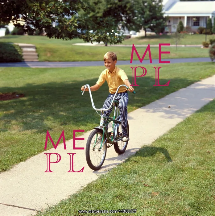 : 1970s Blond Boy Biking With Chopper : 1970s Blond Boy Biking With Chopper