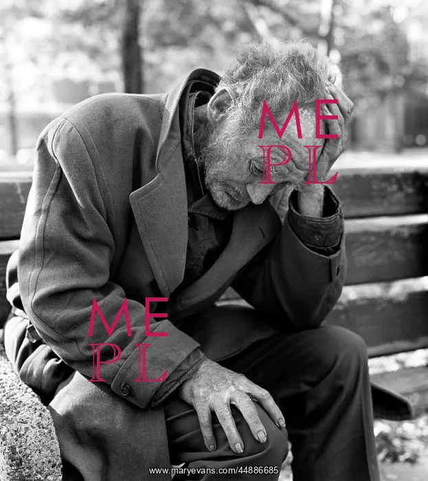  : 1970s Destitute Elderly Man Sitting