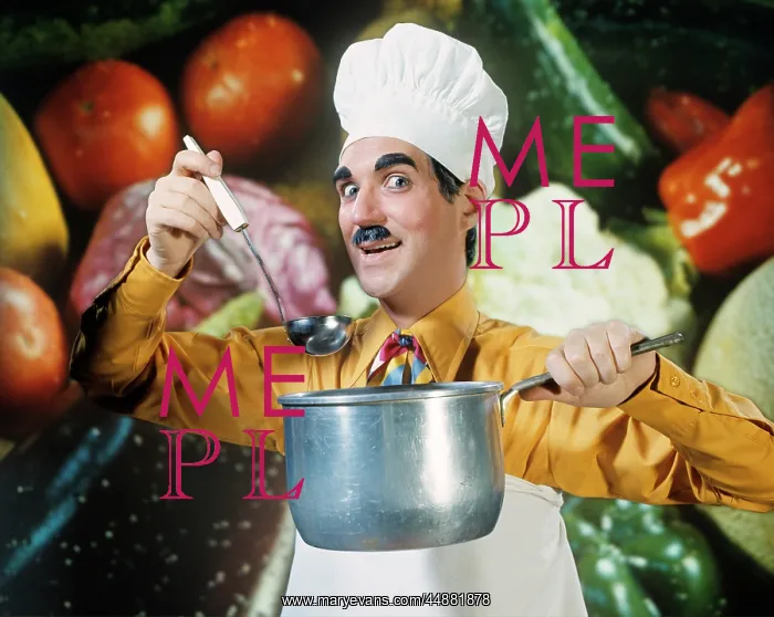 : 1970s Funny Character Man In Chef : 1970s Funny Character Man In Chef