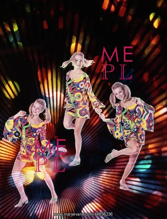 : 1970s TRIPLE EXPOSURE OF YOUNG WOMAN IN PATTERNED : 1970s TRIPLE EXPOSURE OF YOUNG WOMAN IN PATTERNED