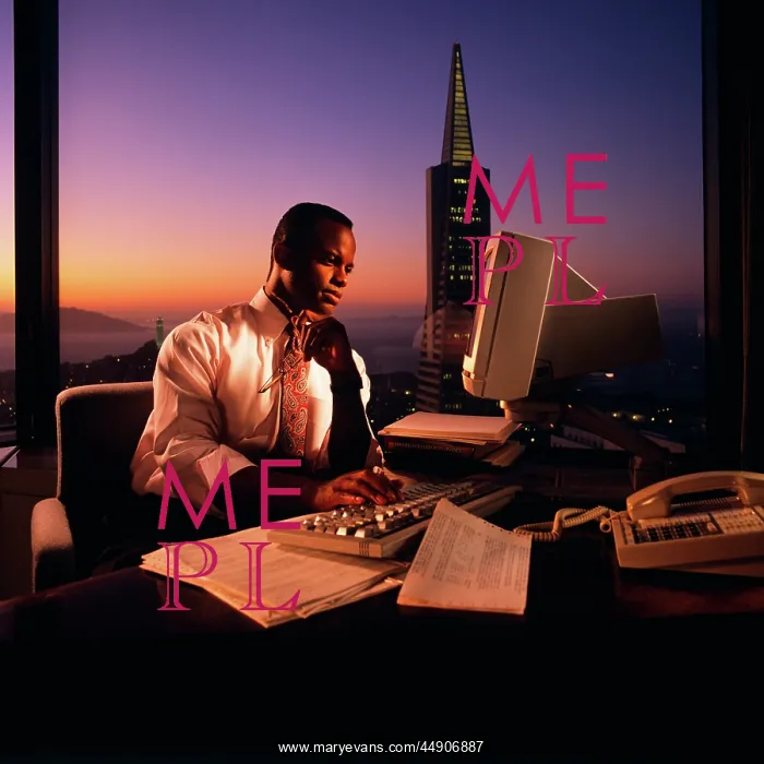 : 1980s african american man executive working : 1980s african american man executive working