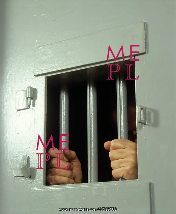 : 1980s HANDS ON JAIL CELL BARS : 1980s HANDS ON JAIL CELL BARS