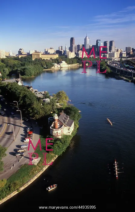 : 1990s 1994 Aerial View of Schuylkill River and Philadelph : 1990s 1994 Aerial View of Schuylkill River and Philadelph