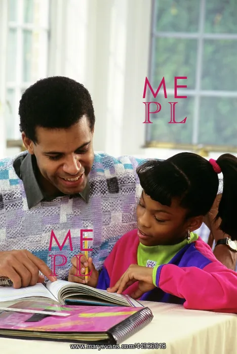 : 1990s Father Helping Daughter with her Homework : 1990s Father Helping Daughter with her Homework