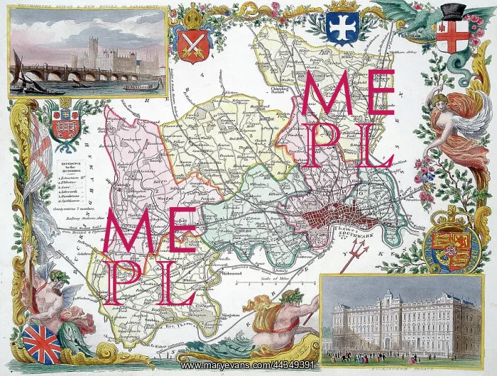  : 19th century County Map of Middlesex, England