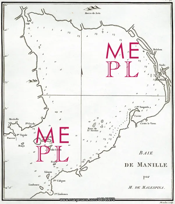 : 19th century Map of the Bay of Manila, Philippines : 19th century Map of the Bay of Manila, Philippines
