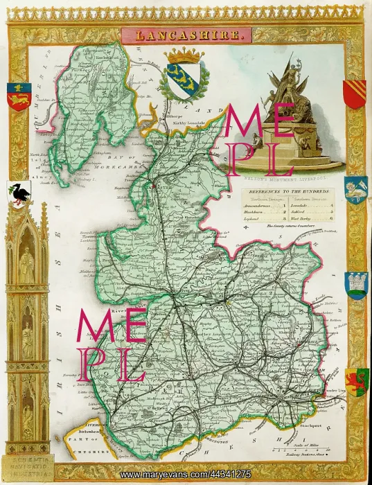  : 19th century Map of the County of Lancashire