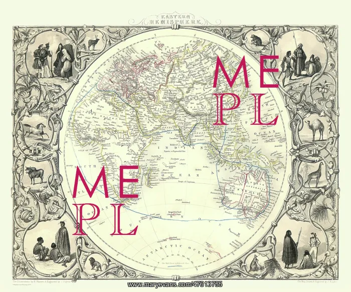 : 19th Century map of The Eastern Hemisphere : 19th Century map of The Eastern Hemisphere