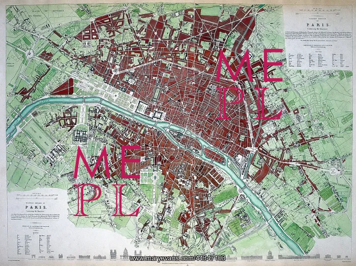  : 19th century Map of Paris, France