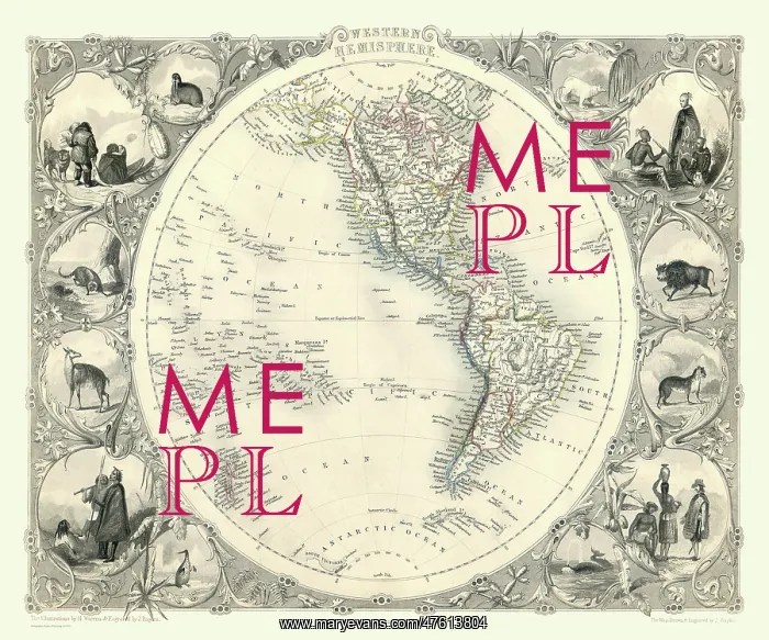 : 19th Century map of The Wester Hemisphere : 19th Century map of The Wester Hemisphere