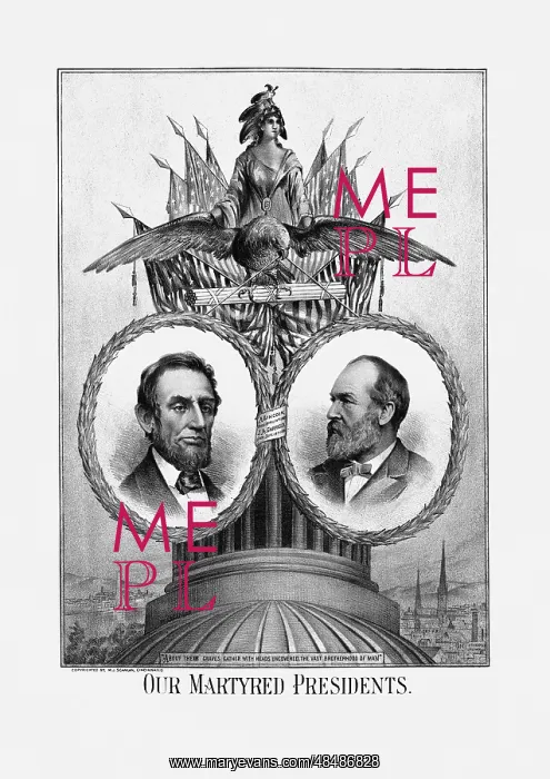 : 19th century print featuring bust portraits of : 19th century print featuring bust portraits of