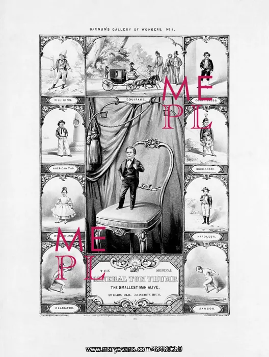  : 19th century print of General Tom Thumb, the smallest