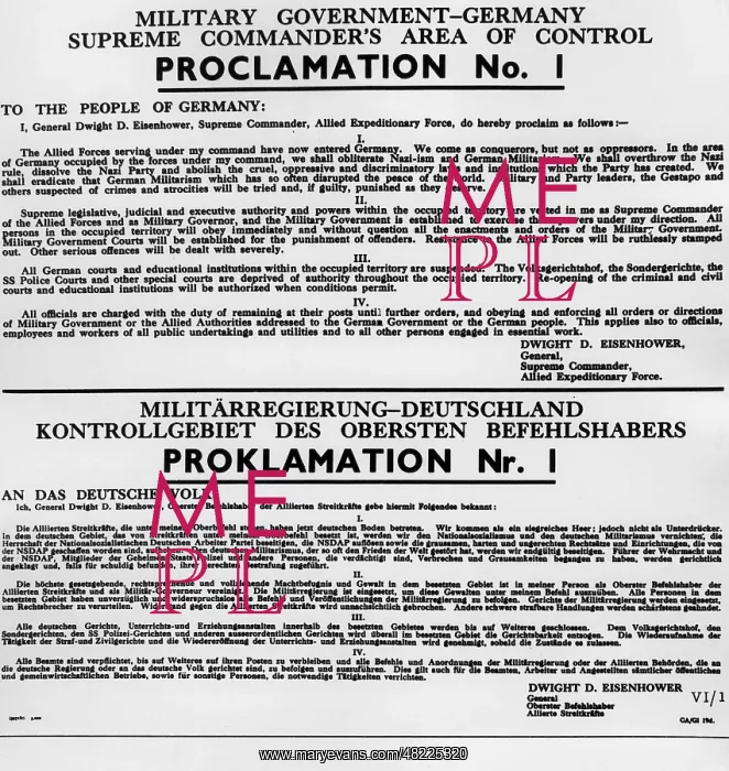 : The 1st Proclamation of the US Army in Germany, 1945 : The 1st Proclamation of the US Army in Germany, 1945