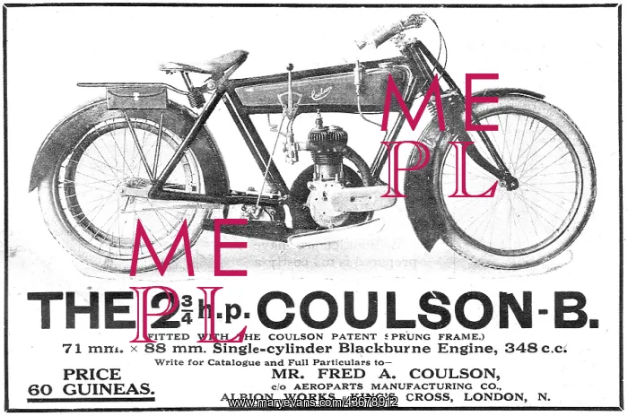 : The 2 3 / 4 h.p. Coulson Motorcycle - Blackburne Engine : The 2 3 / 4 h.p. Coulson Motorcycle - Blackburne Engine
