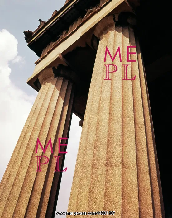 : 2 FLUTED GREEK DORIC COLUMNS ANGLE LOOK UP CLASSICAL : 2 FLUTED GREEK DORIC COLUMNS ANGLE LOOK UP CLASSICAL