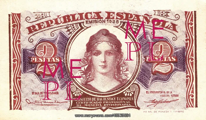 : 2 pesetas bill (Spain, 1938) : 2 pesetas bill (Spain, 1938)