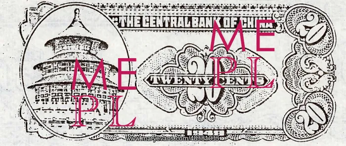  : A 20 Cent Bill; Printed by the Central Bank of China