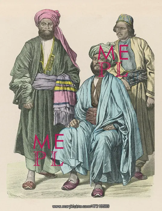 : 3 AFGHANS. Three Afghan men in colourful dress : 3 AFGHANS. Three Afghan men in colourful dress
