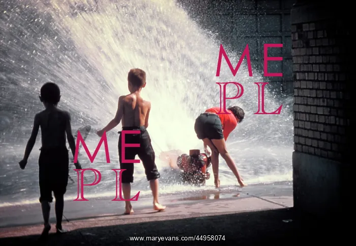 : 3 Anonymous Children Playing in Water Sprayed : 3 Anonymous Children Playing in Water Sprayed