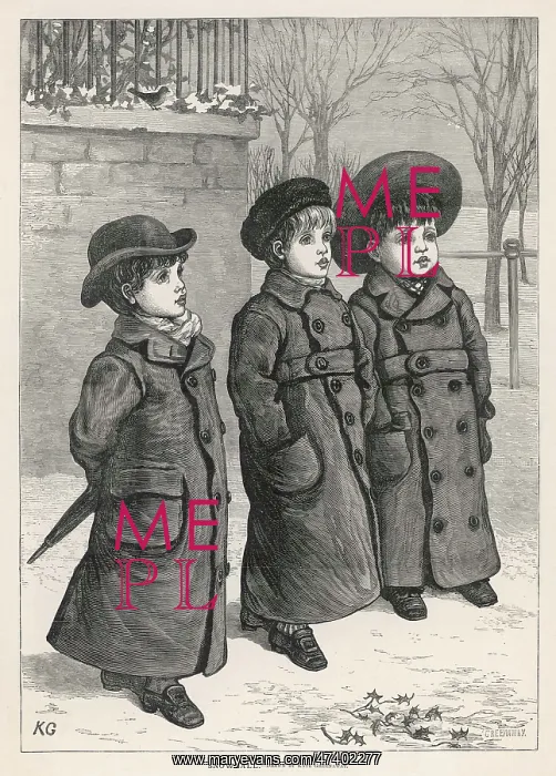: 3 BECOATED BOYS IN SNOW : 3 BECOATED BOYS IN SNOW